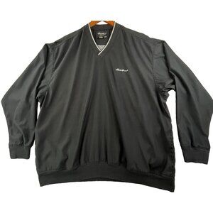 Vintage Eddie Bauer Windbreaker Jacket Men XL Black Golf Pullover Casual Grandpa